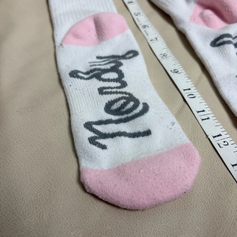 ARTHUR GEORGE Nordy Girl Pink Stripe White Crew Socks